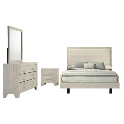 Strout - 4 Piece Queen Bedroom Set With Upholstered Headboard - Rustic