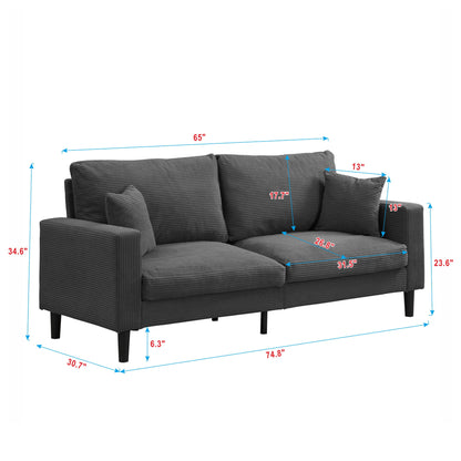 Modern Upholstered 2 Piece Sofa Set With 3 Seater And 2 Seater