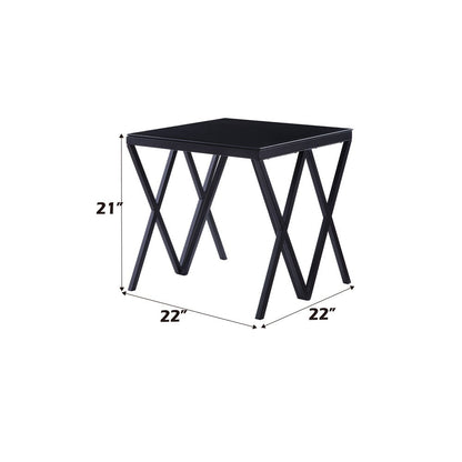 Magenta - End Table - Glass Top & Black