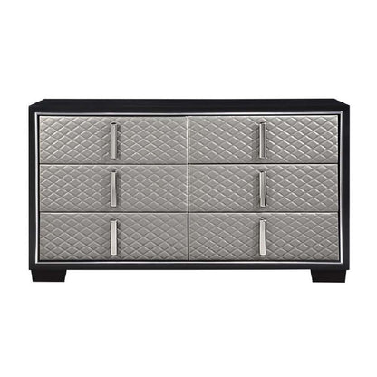 Nicola - Dresser - Silver Synthetic Leather & Black