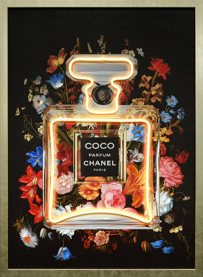 Neon Bloom Aura - 21" x 29" Framed Wall Art