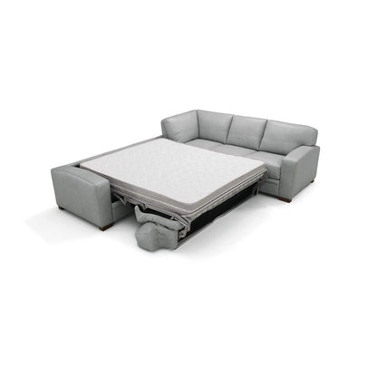 Goma - Sectional Sofa With Sleeper - Light Gray Top Grain Leather