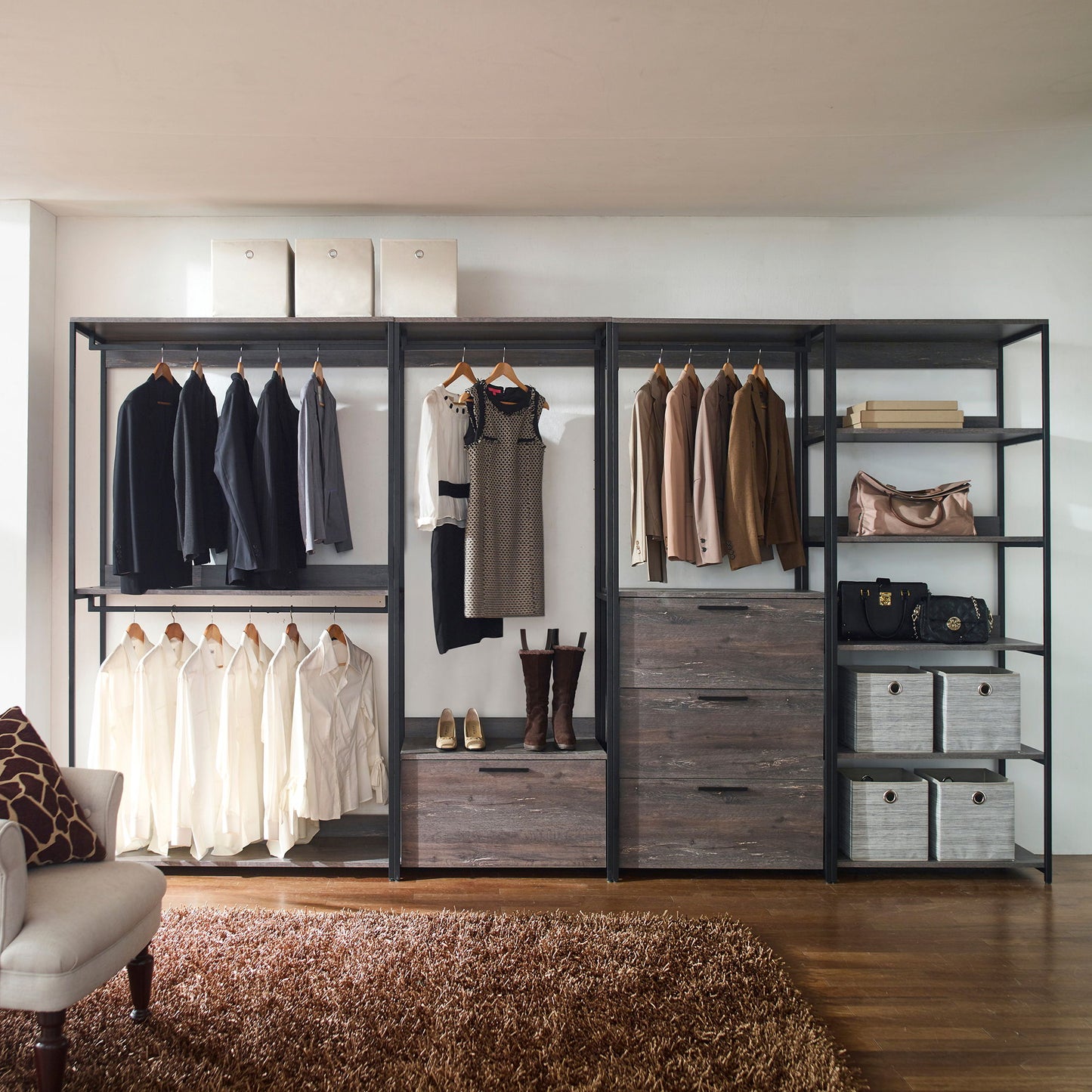 Monica - Walk-In Closet System, Extra Storage Space - Rustic