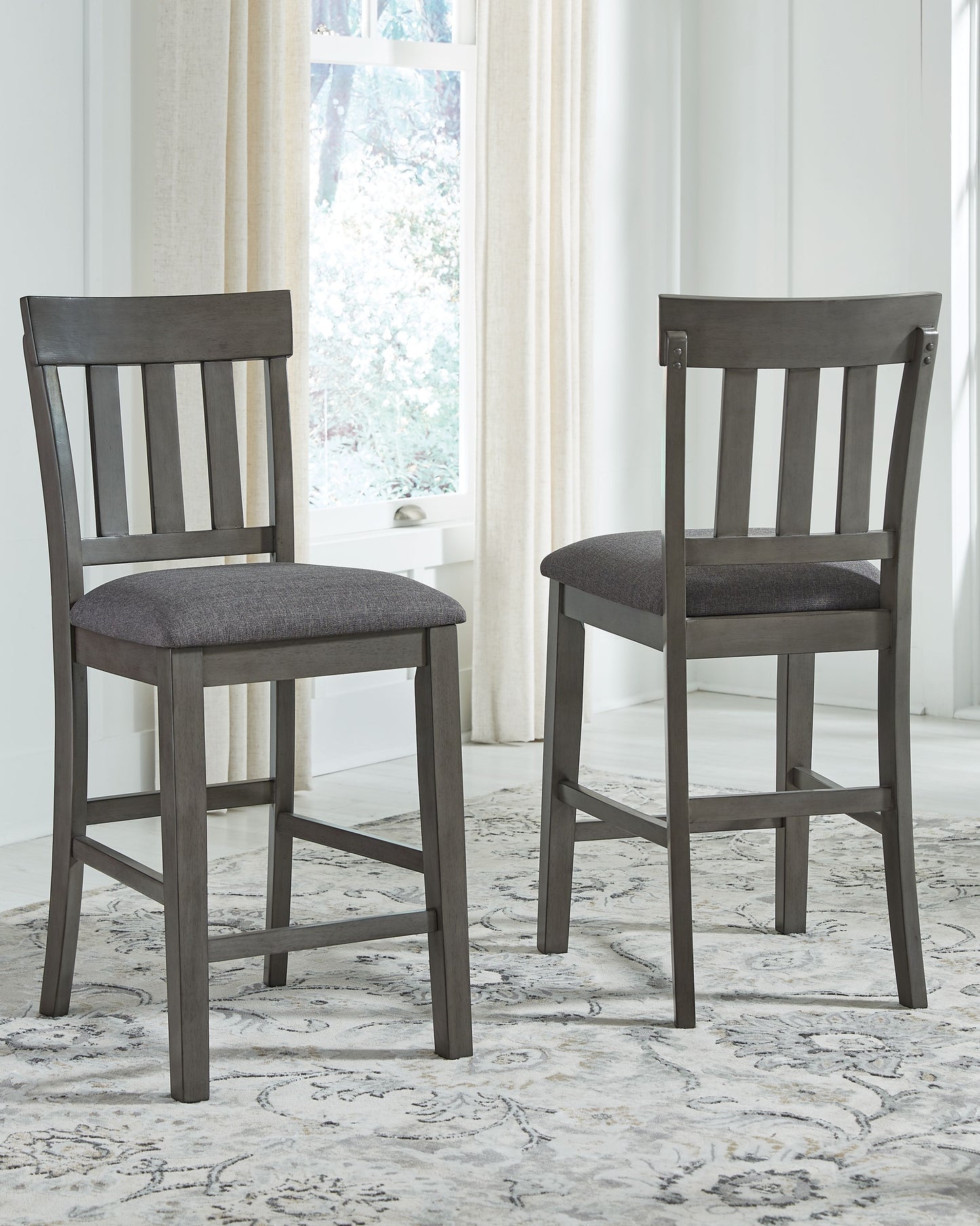 Hallanden - Upholstered Barstool (Set of 2) - Black / Gray