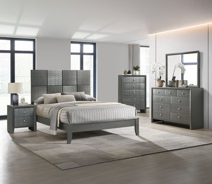 Denker - Queen 5 Piece Bedroom Set - Gun Metal
