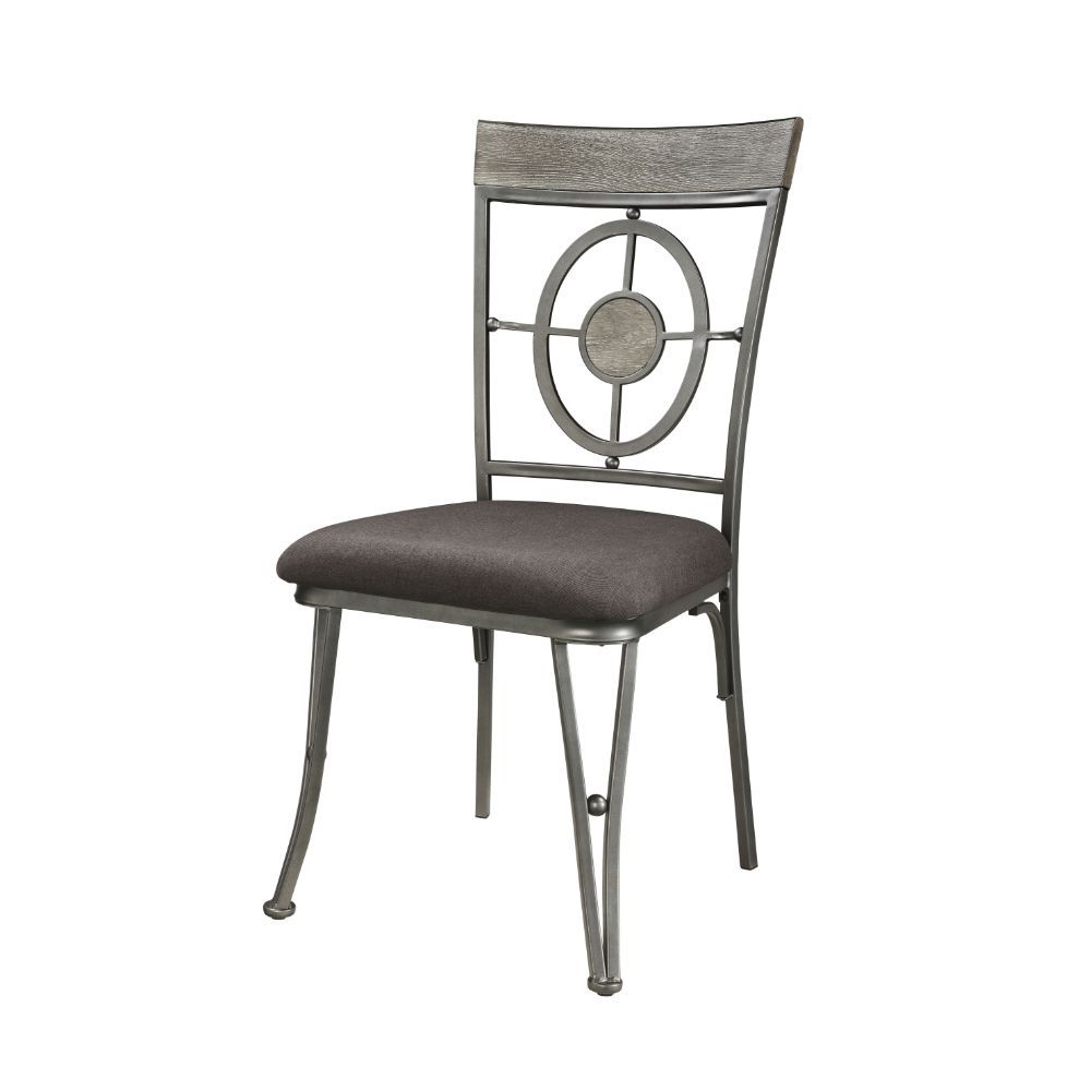 Landis - Side Chair (Set of 2) - Brown Fabric & Gunmetal