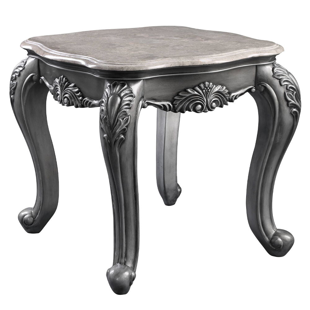 Ariadne - End Table - Marble Top & Platinum