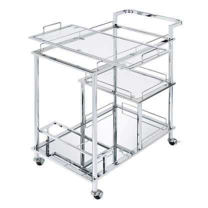 Splinter - Serving Cart - Clear Glass & Chrome