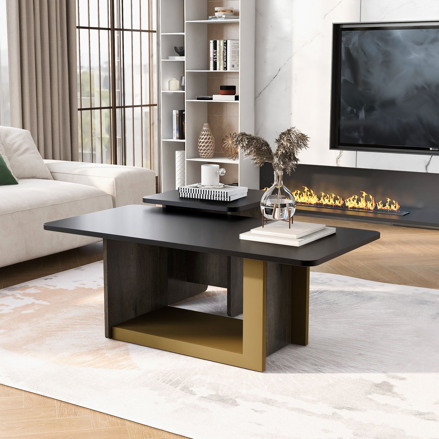 Small Square Coffee Table With End Table (Set of 2)