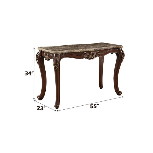 Mehadi - Sofa Table - Marble Top & Walnut