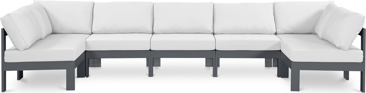 Nizuc - Outdoor Patio 7 Piece Modular Sectional With Gray Frame