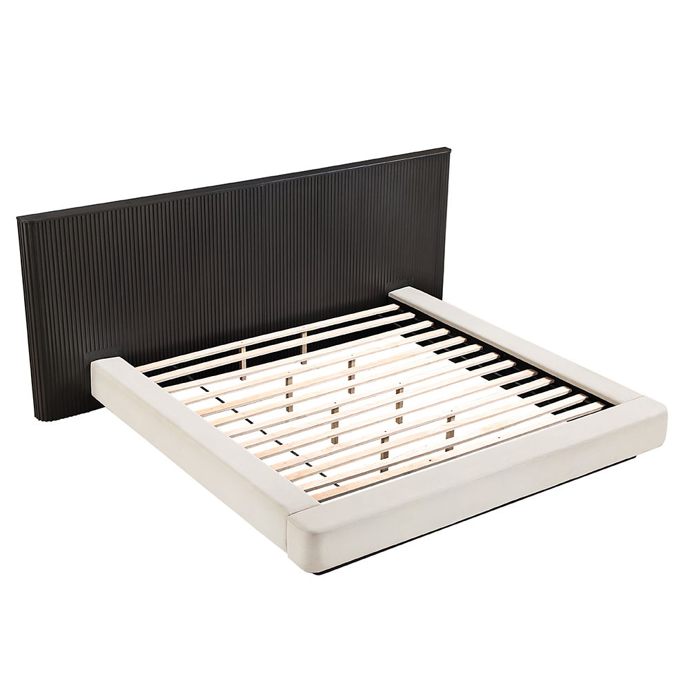 Clayten - Eastern King Bed - Beige Linen & Espresso