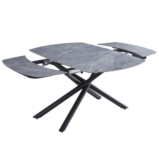 Hester - Ceramic Top Dining Table - Gray & Black