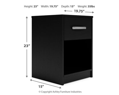 Finch - One Drawer Night Stand - 23" Height - Black