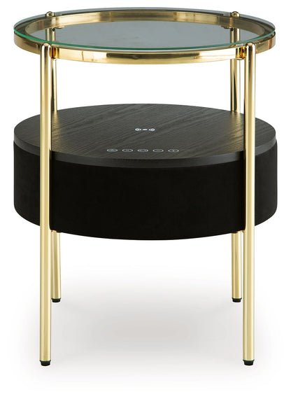 Nedman - Accent Table With Speaker - Black / Gold Finish