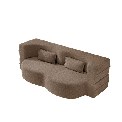 Modern Floor Sleeper Sofa Bed With 2 Pillows, Convertible Twin Size Folding Mattress For Living Room