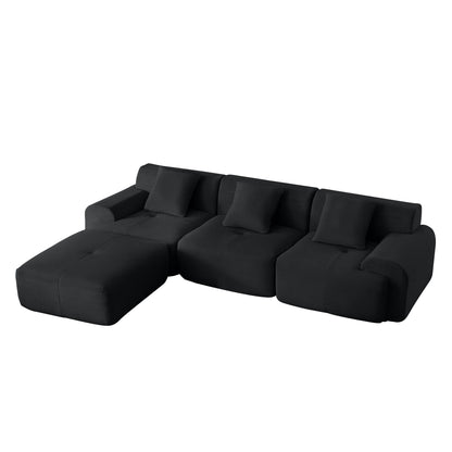 L Shaped Modular Sectional Sofa And Movable Ottoman