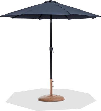 Fiji - Aluminum Patio Umbrella With Round Teak And Black Base