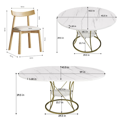 Round Extendable Dining Table Set With Chairs