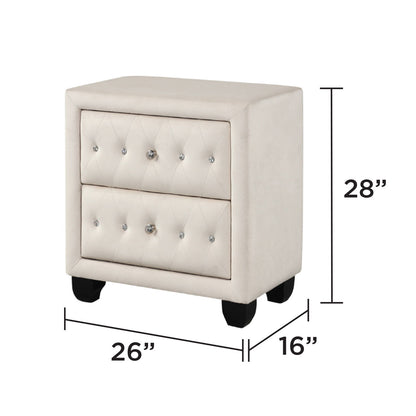 Sophia - 2 Drawer Upholstered Nightstand