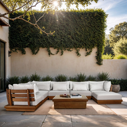 Mirella - 7 Piece Water Resistant Fabric Upholstered Outdoor Patio Modular Sectional