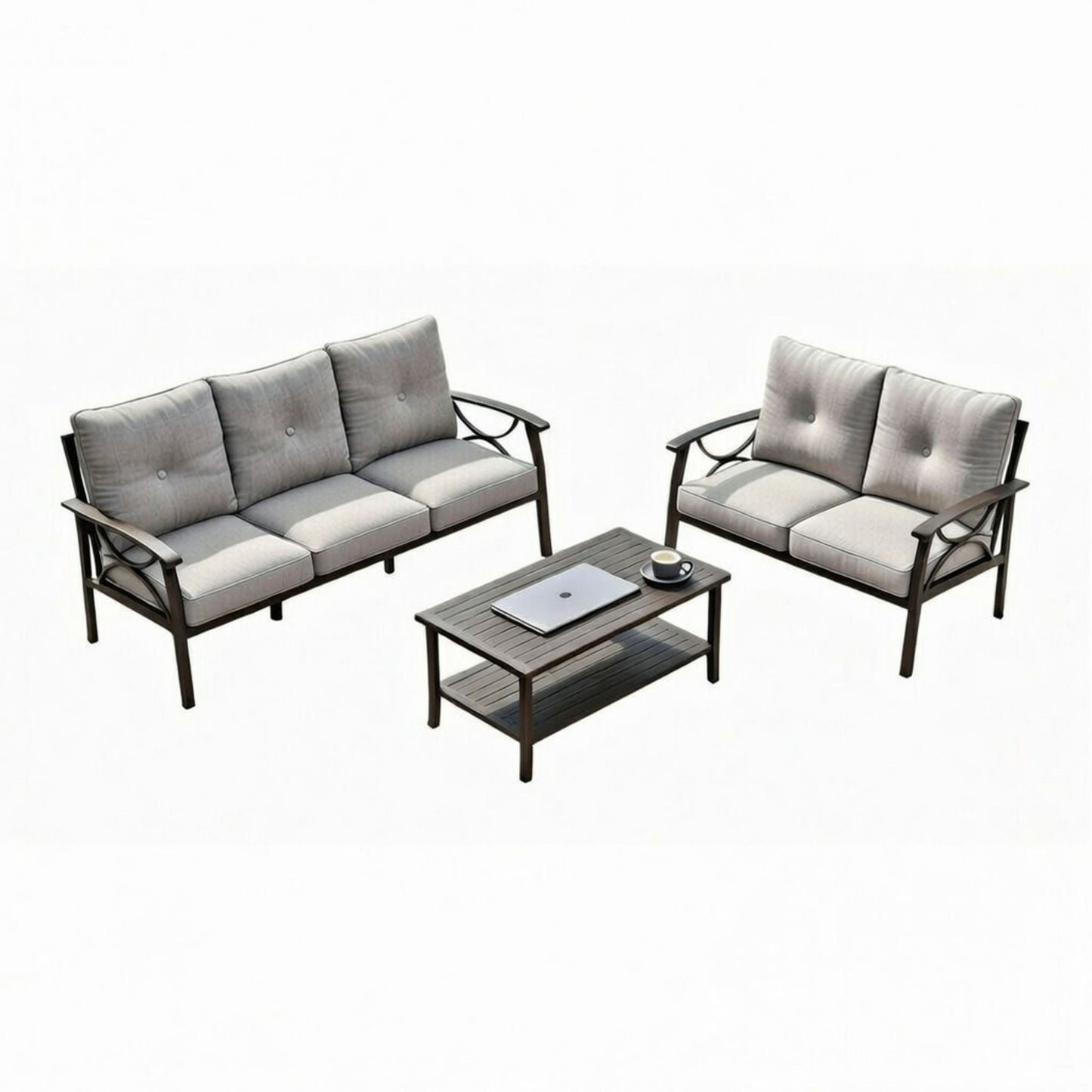 Patio Furniture Set With Coffee Table And Cushions For Backyard