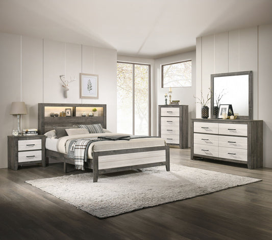 Rhett - Queen 5 Piece Bedroom Set - Chalk / Gray