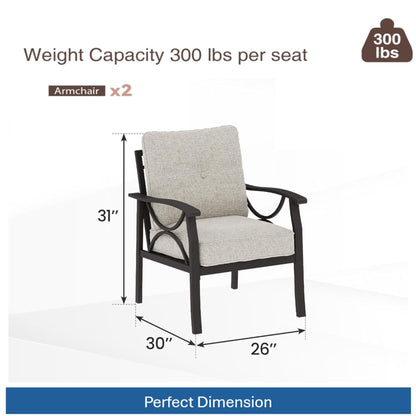 All-Weather Armchairs With Cushions, Modern Sculptural Design (Set of 2)