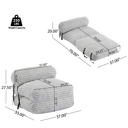 Latina - Indoor Foldbable Bean Bag Lounge Chair - Light Gray