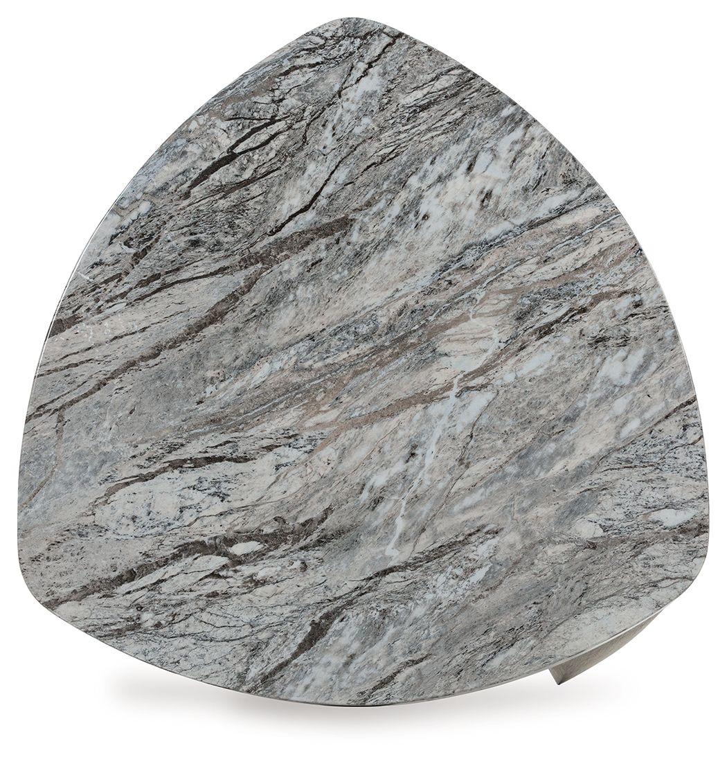 Surmour - Triangle End Table - Gray / Brown