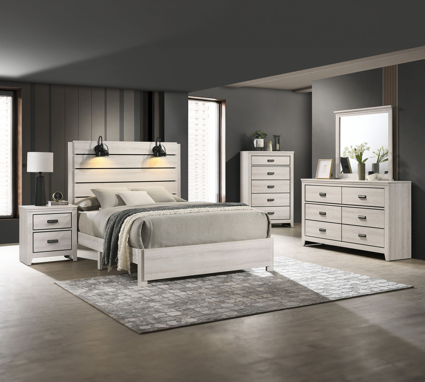 Carter - King 5 Piece Bedroom Set - White