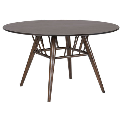 Shirley - 5 Piece Round Dining Table Set With Cushioned Chairs - Dark Walnut