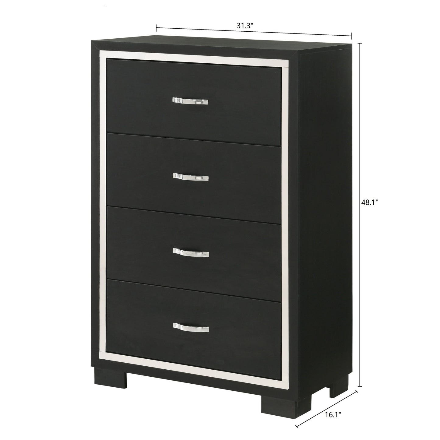 4 Drawer Bedroom Chest With Handles Furniture - Black