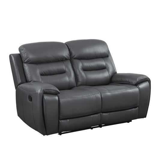 Lamruil - Motion Loveseat - Gray Top Grain Leather