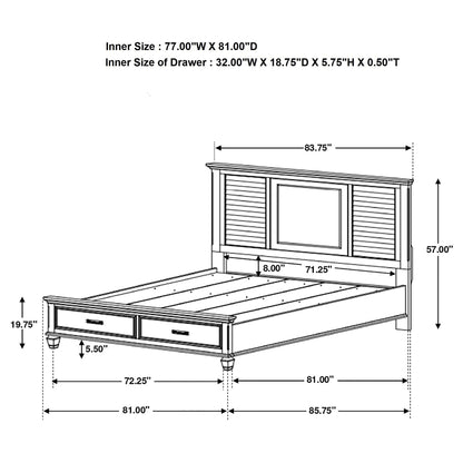 Capistrano - Eastern King Bed With 2 Drawers - White
