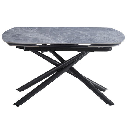 Hester - Ceramic Top Dining Table - Gray & Black