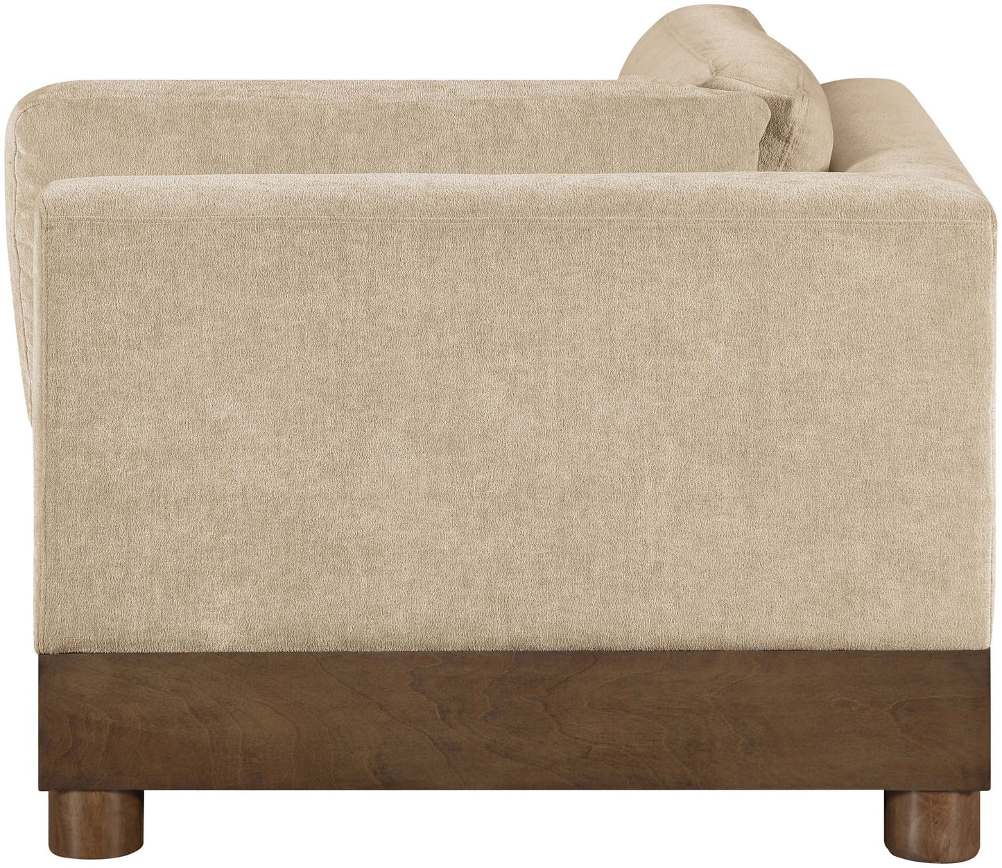 Turin - Chenille Fabric Upholstered Modular Corner Chair - Walnut Base