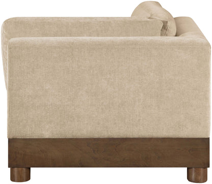 Turin - Chenille Fabric Upholstered Modular Corner Chair - Walnut Base