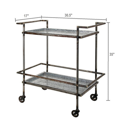 Percy Galvanized Metal Bar Cart - Gray