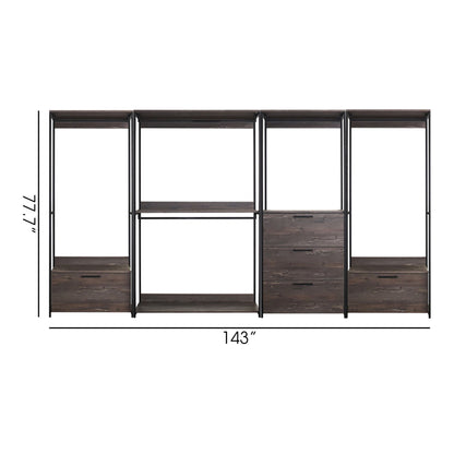 Monica - Modular Design Walk-In Closet System - Rustic