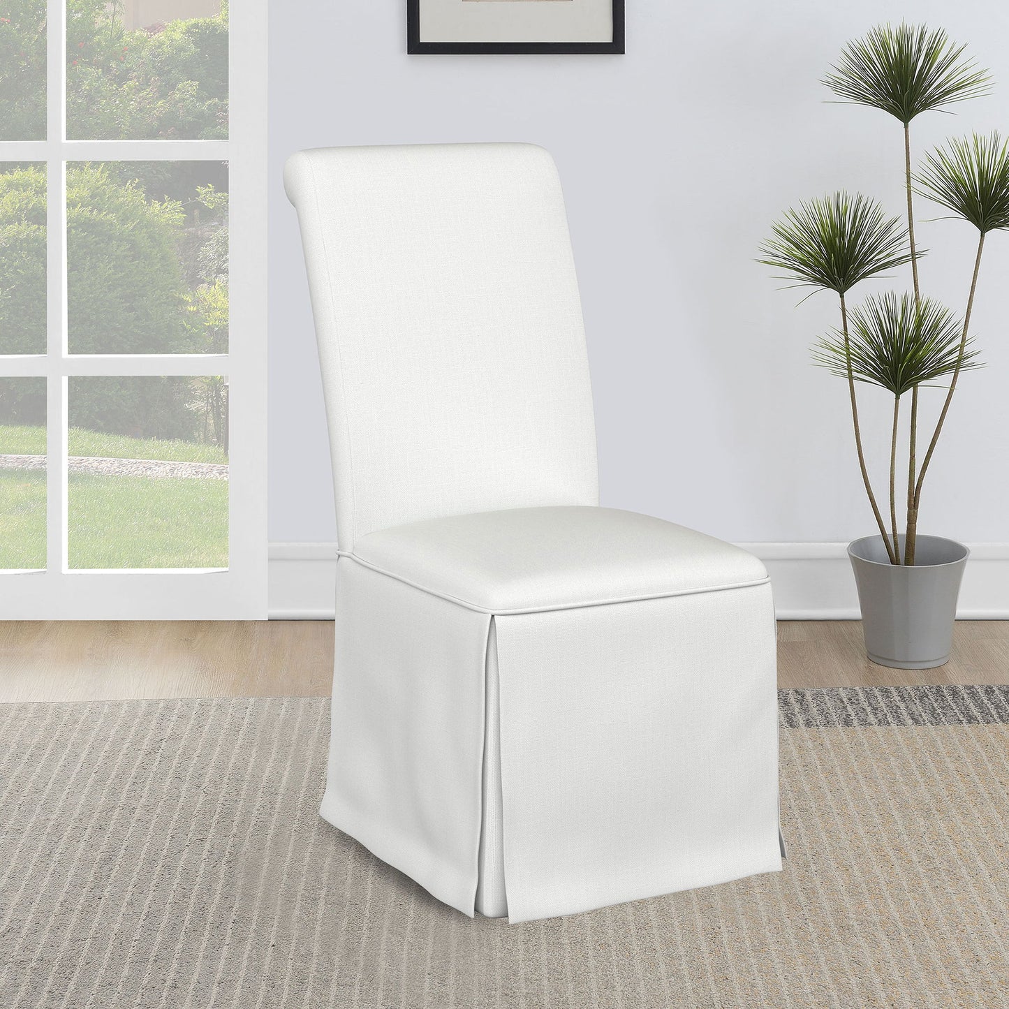 Isela - Upholstered Skirted Side Chair (Set of 2) - White