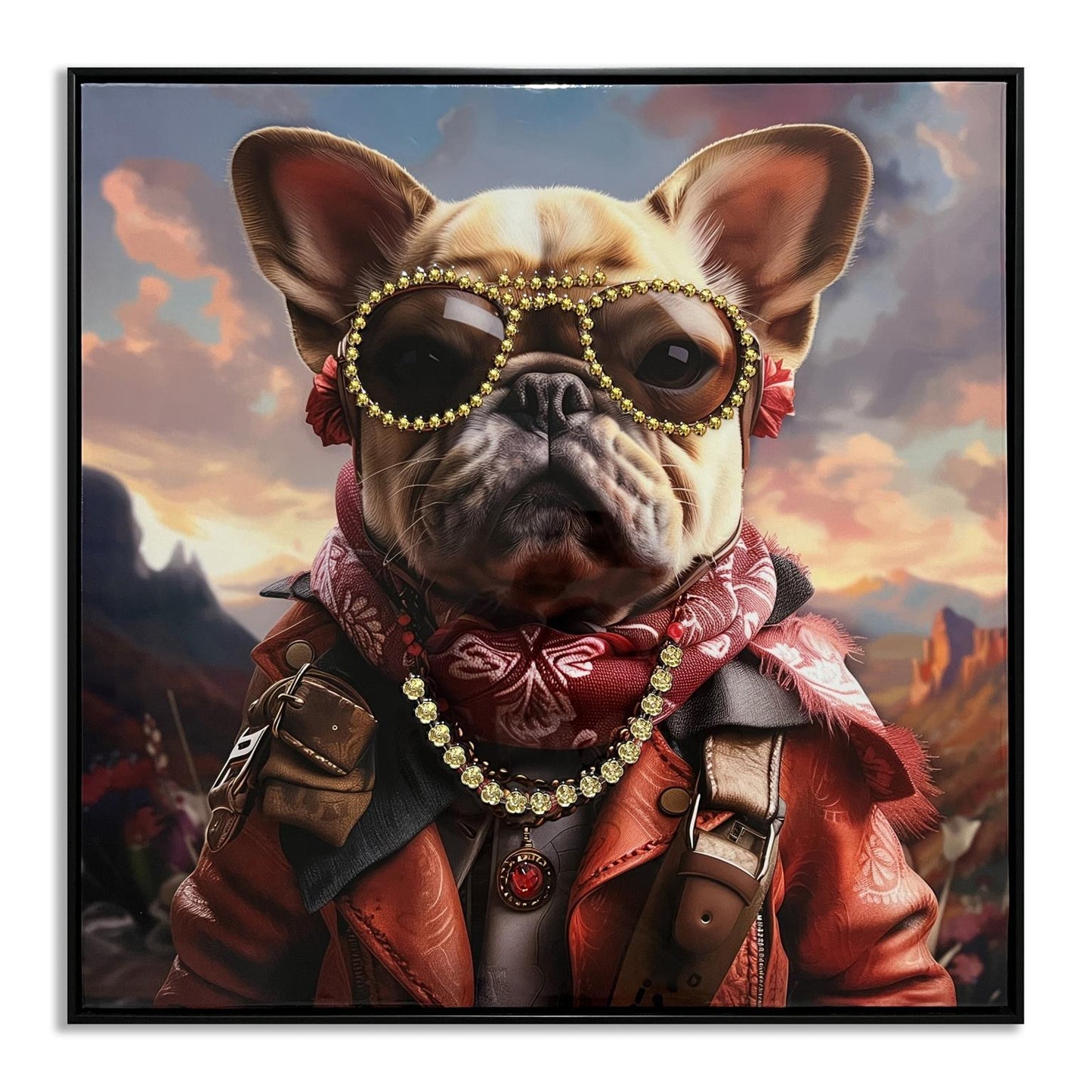 Bejeweled Explorer Pup - 25" x 25" Framed Wall Art
