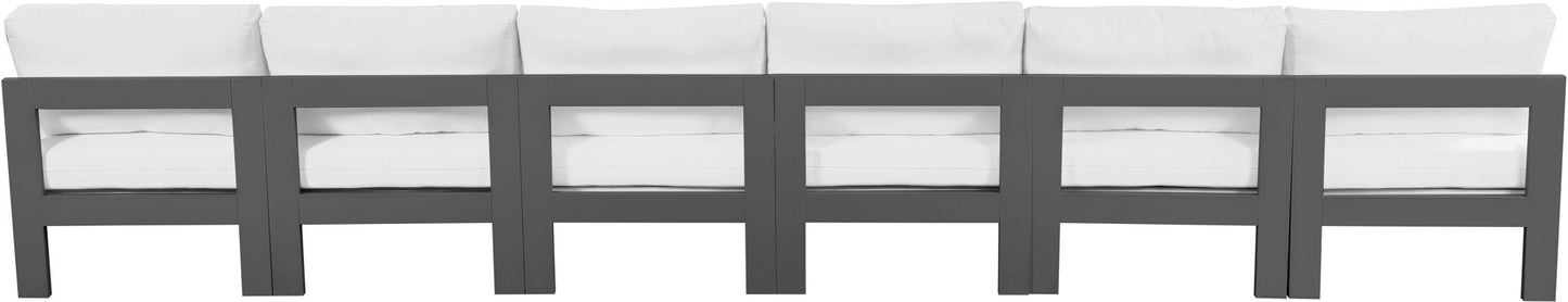 Nizuc - Outdoor Patio 6 Seat Armless Modular Sofa With Gray Frame