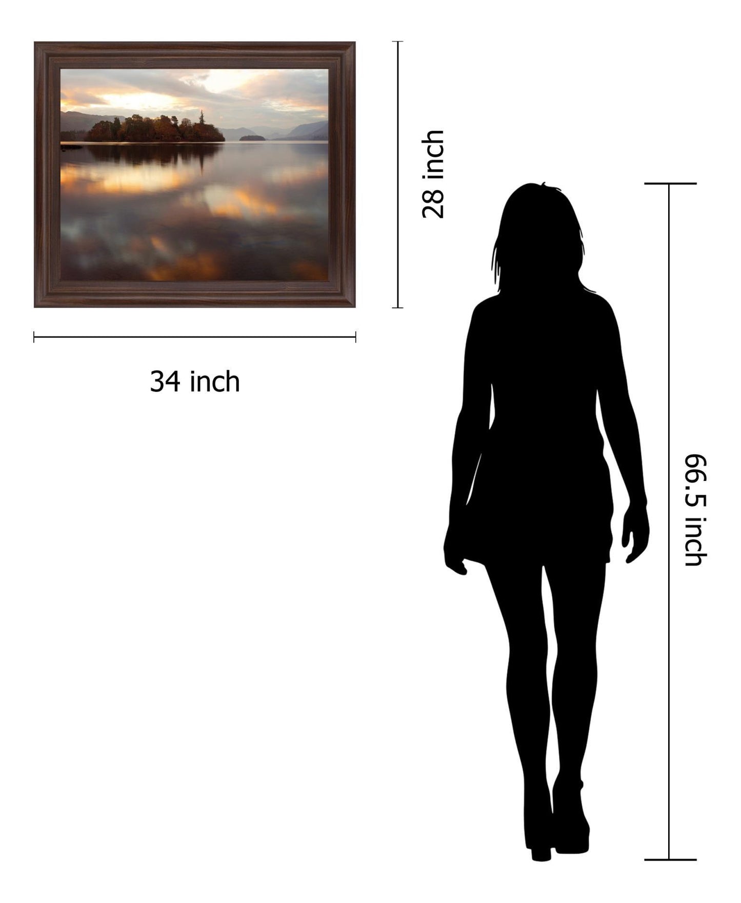 Golden Reflection Stillness - 28" x 34" Framed Wall Art