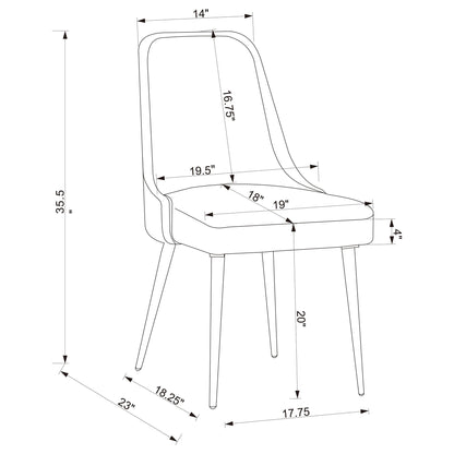 Padded Side Chair Of 2) With Upholstered Seat And Polished - Gray