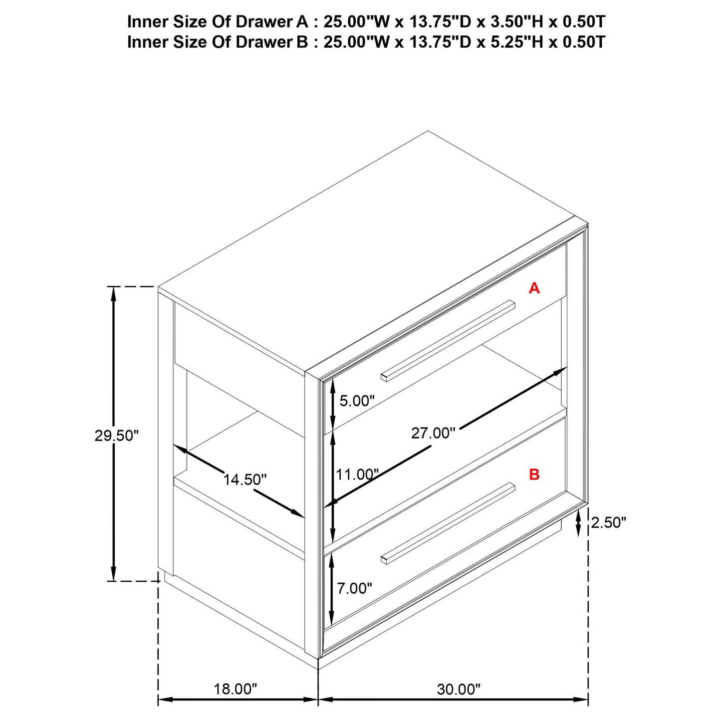 Prescott - 2 Drawers Nightstand With Open Shelf - Taupe