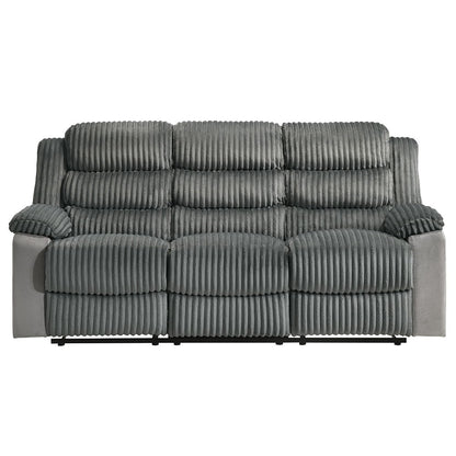 Lesley - Motion Sofa - Gray Corduroy & Velvet