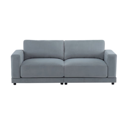 Modern Square Arm Sofa With Soft Fabric Upholstery, Deep Cushions