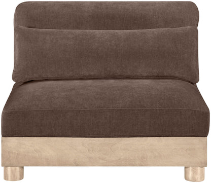 Turin - Chenille Fabric Upholstered Modular Armless Chair - Natural Base