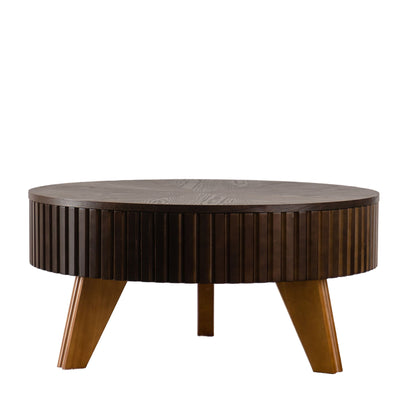 Round Retro Coffee With Solid Wood Legs